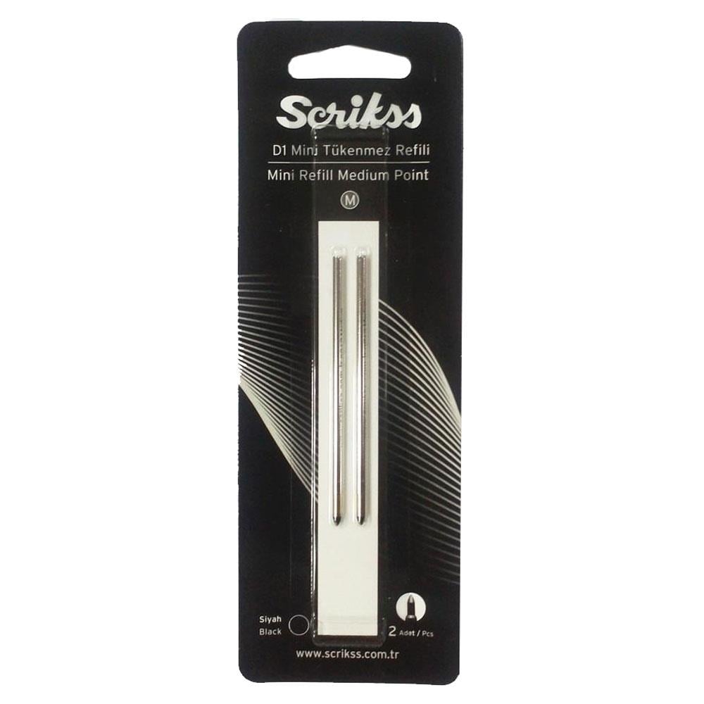 Scrikss D1 Mini Blister 2li Tükenmez Kalem Yedeği Medium Siyah