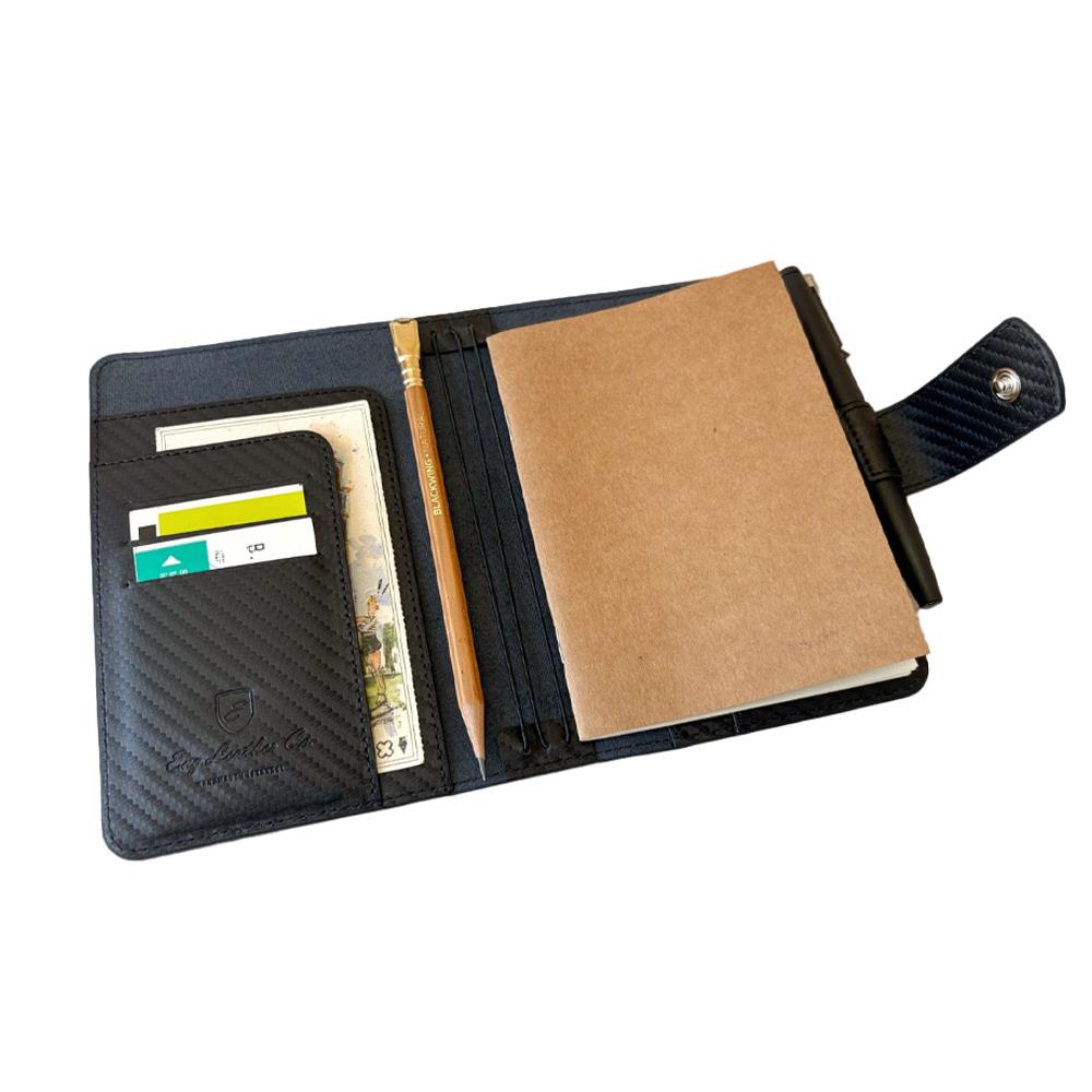 Eng Leather Saffiano Deri Koleksiyonu  A5 Defter & Kalem Çantası Carbon