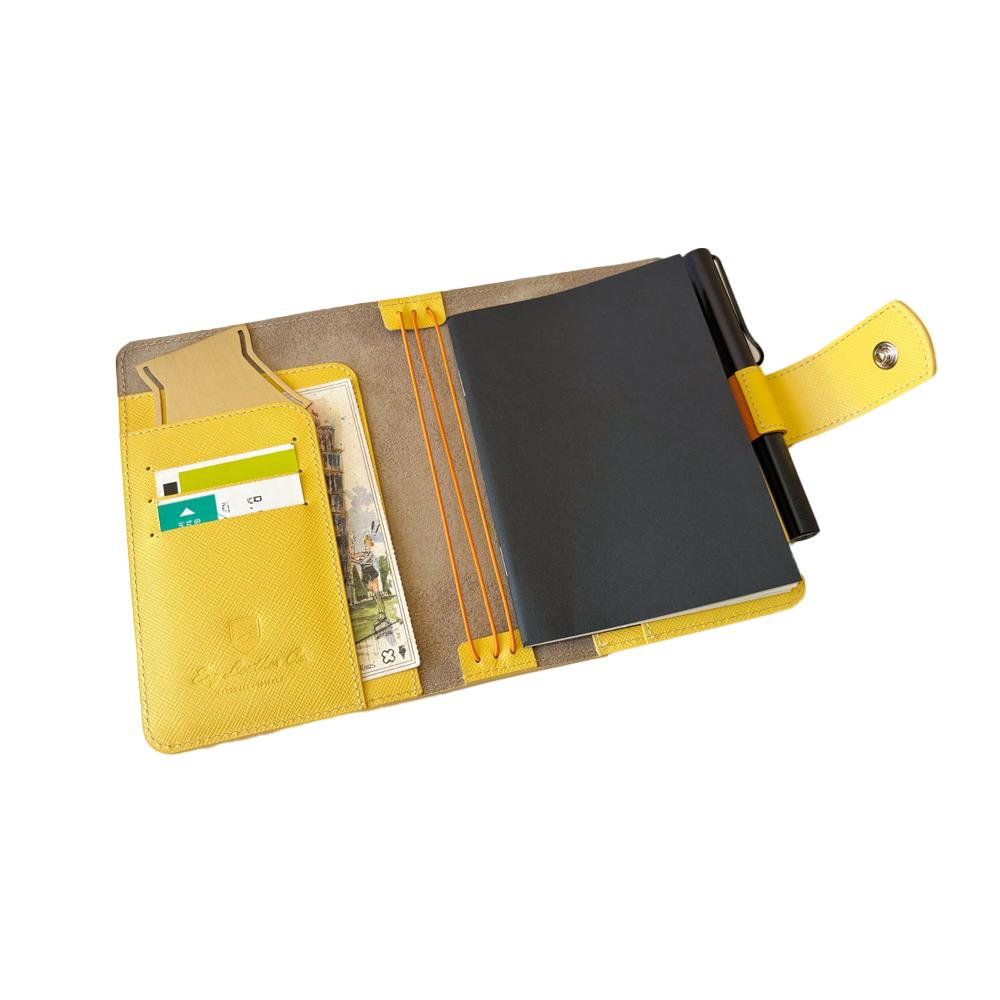 Eng Leather Saffiano Deri Koleksiyonu  A6 Defter & Kalem Çantası Bright Yellow