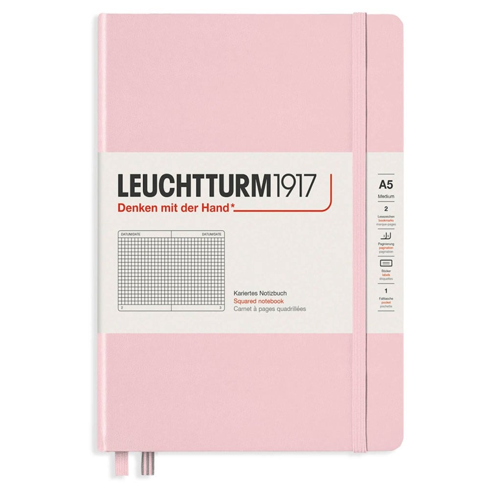 Leuchtturm1917 Not Defteri Orta Boy (A5), Sert Kapak, 251 Numaralandırılmış Sayfa, Kareli, Powder 361575