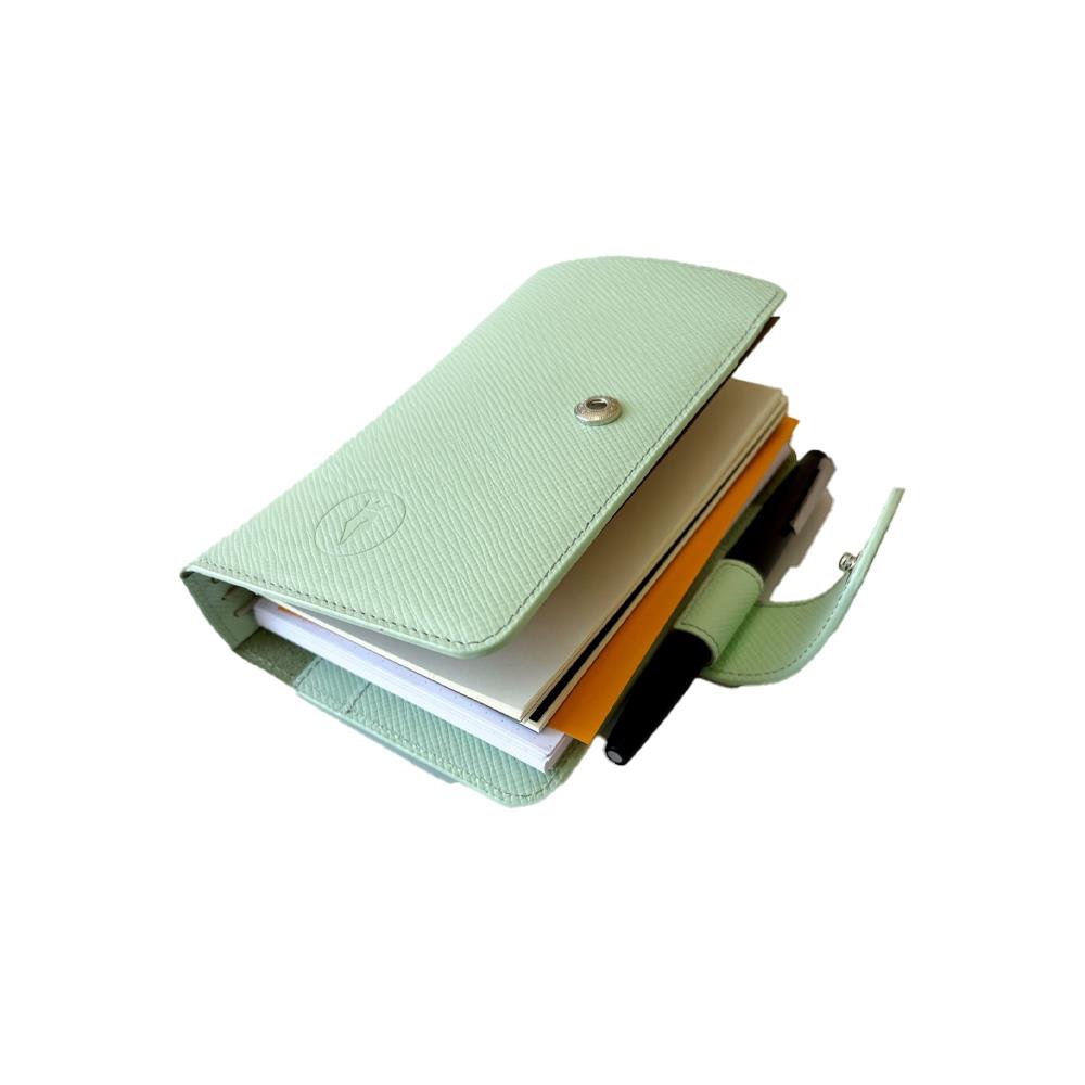 Eng Leather Saffiano Deri Koleksiyonu  A6 Defter & Kalem Çantası  Mint