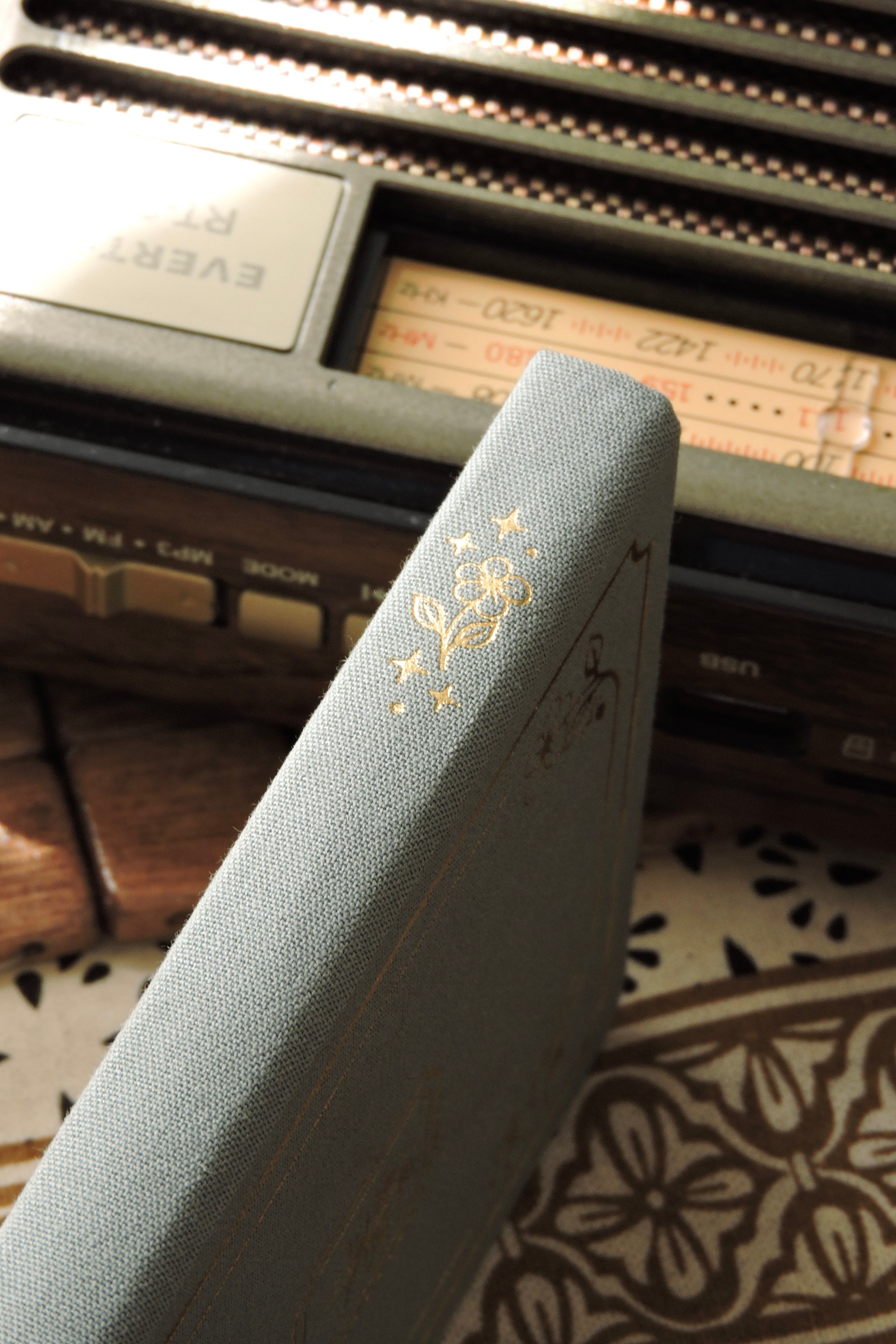 Nova Crafts Keten Yaldız Kapak Noktalı Defter 10x20.5 cm. 90 gr. Ivory 224 sy. Yaldız Kenar, Aqua Green