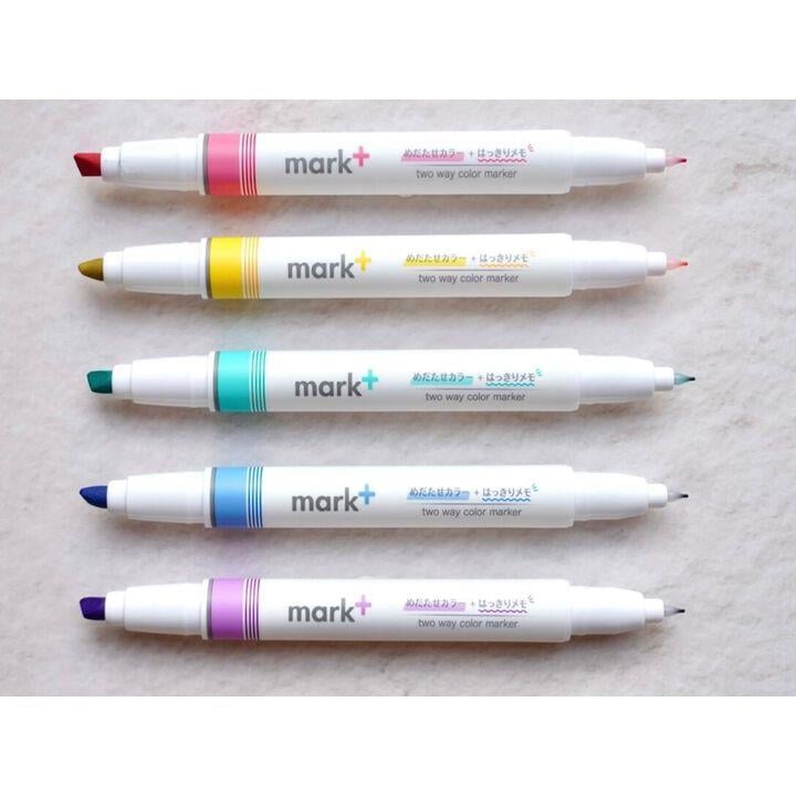 Kokuyo Mark+ 5'li Fosforlu Çift Taraflı Japon Kalem Seti PM-MT100-5S