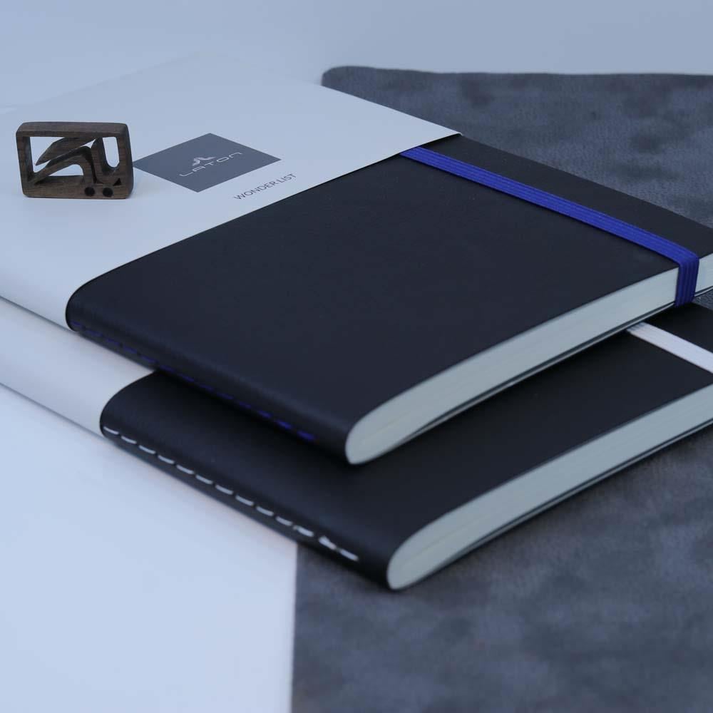 Laton Tıla A5 Keten Kumaş Sert Kapaklı Defter  Black & White