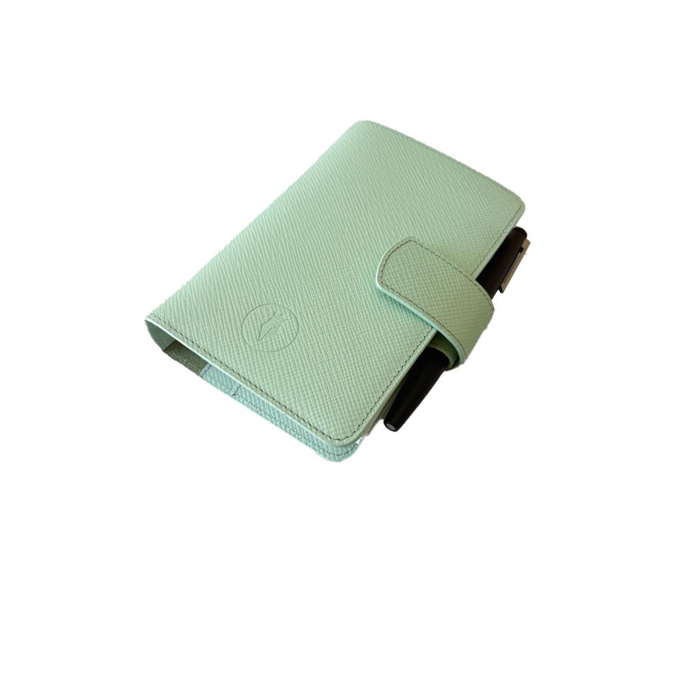 Eng Leather Saffiano Deri Koleksiyonu  A6 Defter & Kalem Çantası  Mint