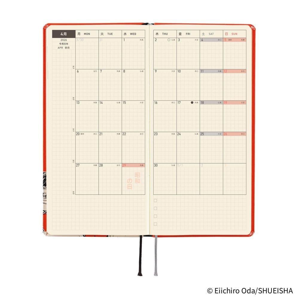 
Hobonichi Ajanda Techo Weeks - English - ONE PIECE magazine: Straw Hat Luffy (Red) - 2026 Jan Start