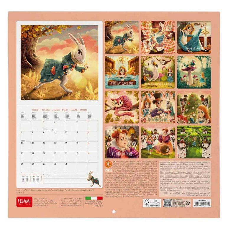 Legami 2025 Alice in the Wonderland Wall Calendar 30 x 29 cm Duvar Takvimi