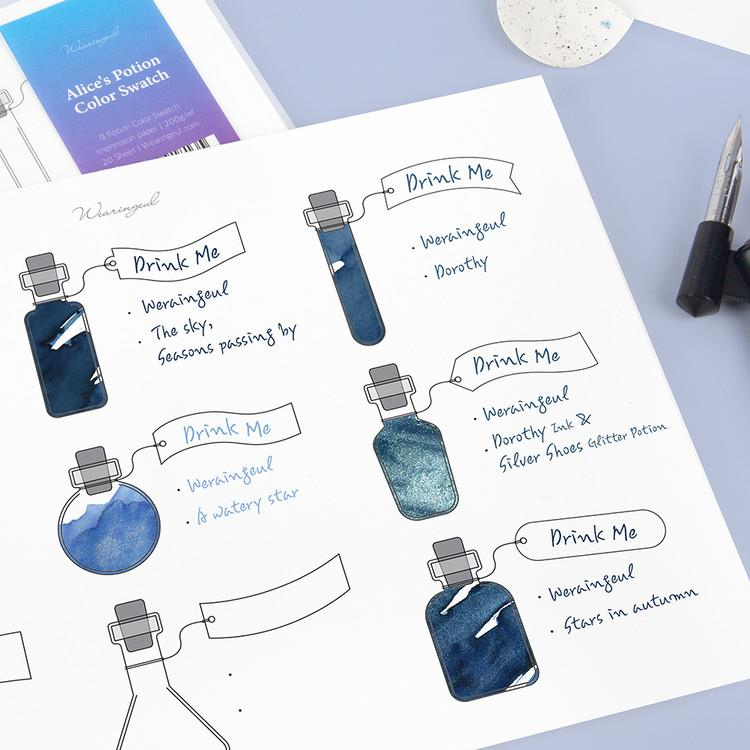 Wearingeul Alice's Potion Ink Color Swatch - Mürekkep Deneme Kağıtları
