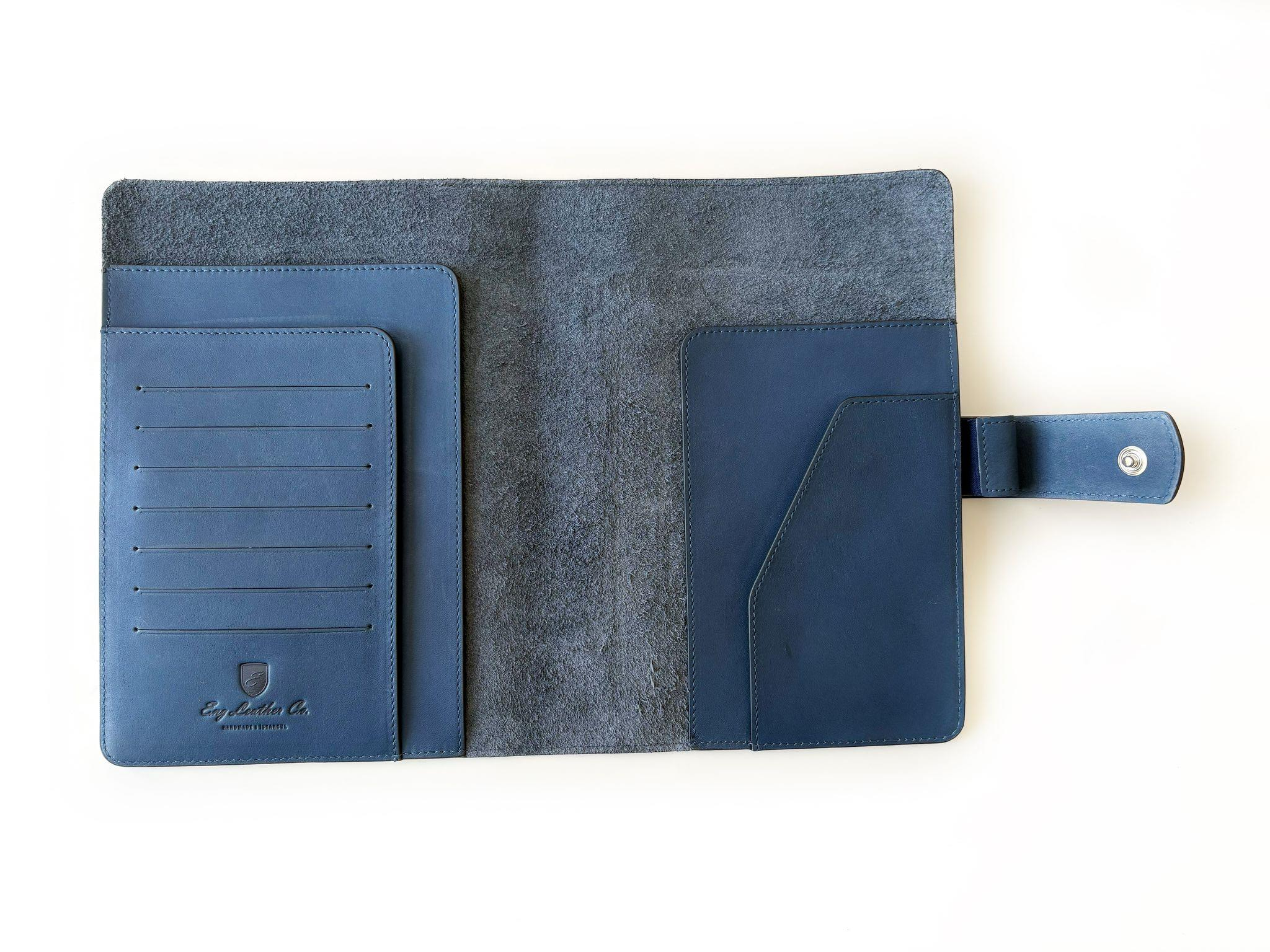 Eng Leather A5 Ebatlı Deri Defter Kılıfı ve Organizer Navy