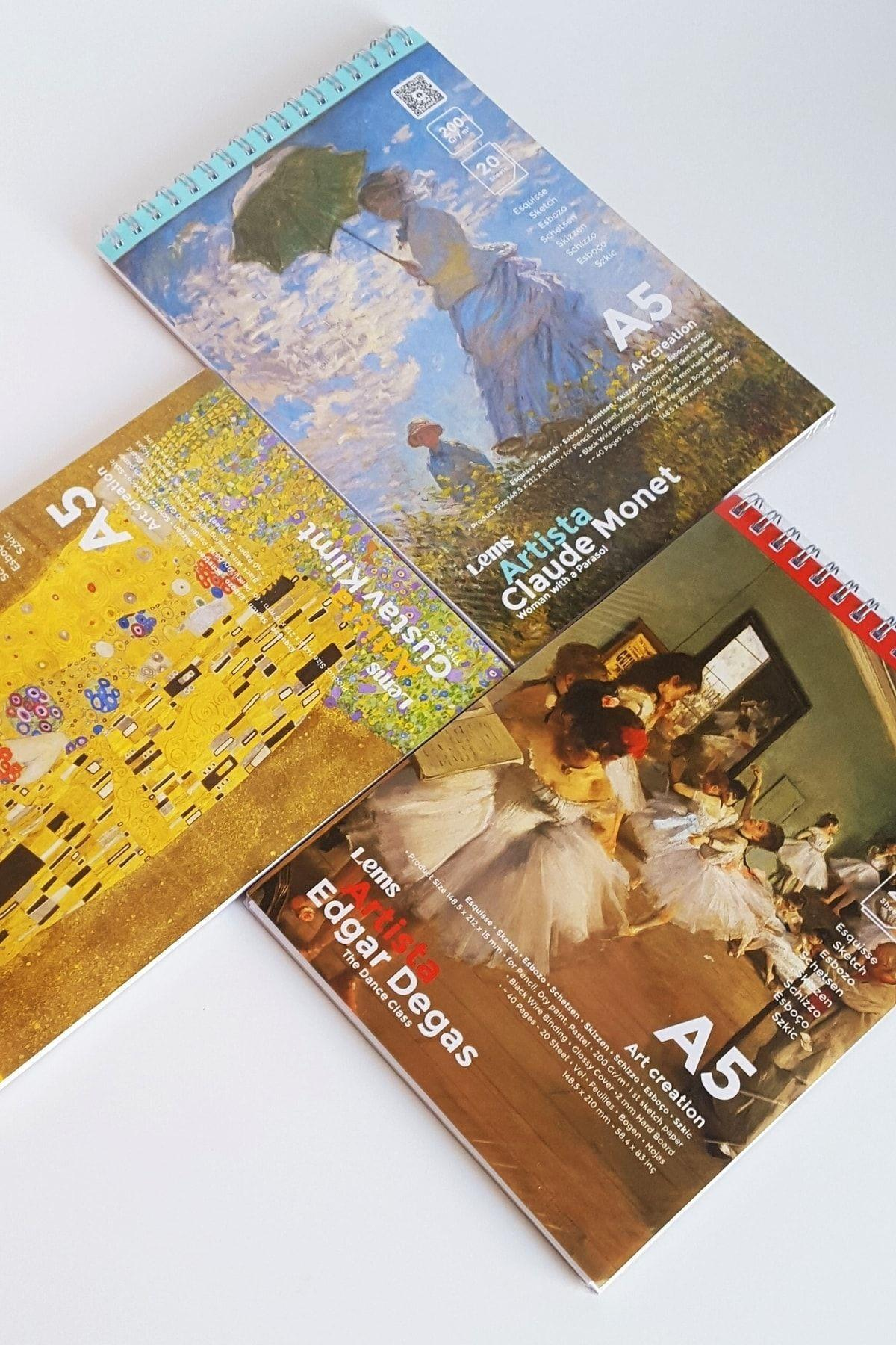 Lemsstudio Artısta Gustav Klimt - The Kıss 200 Gr. A5 Mukavva Sketchbook Eskiz Defteri