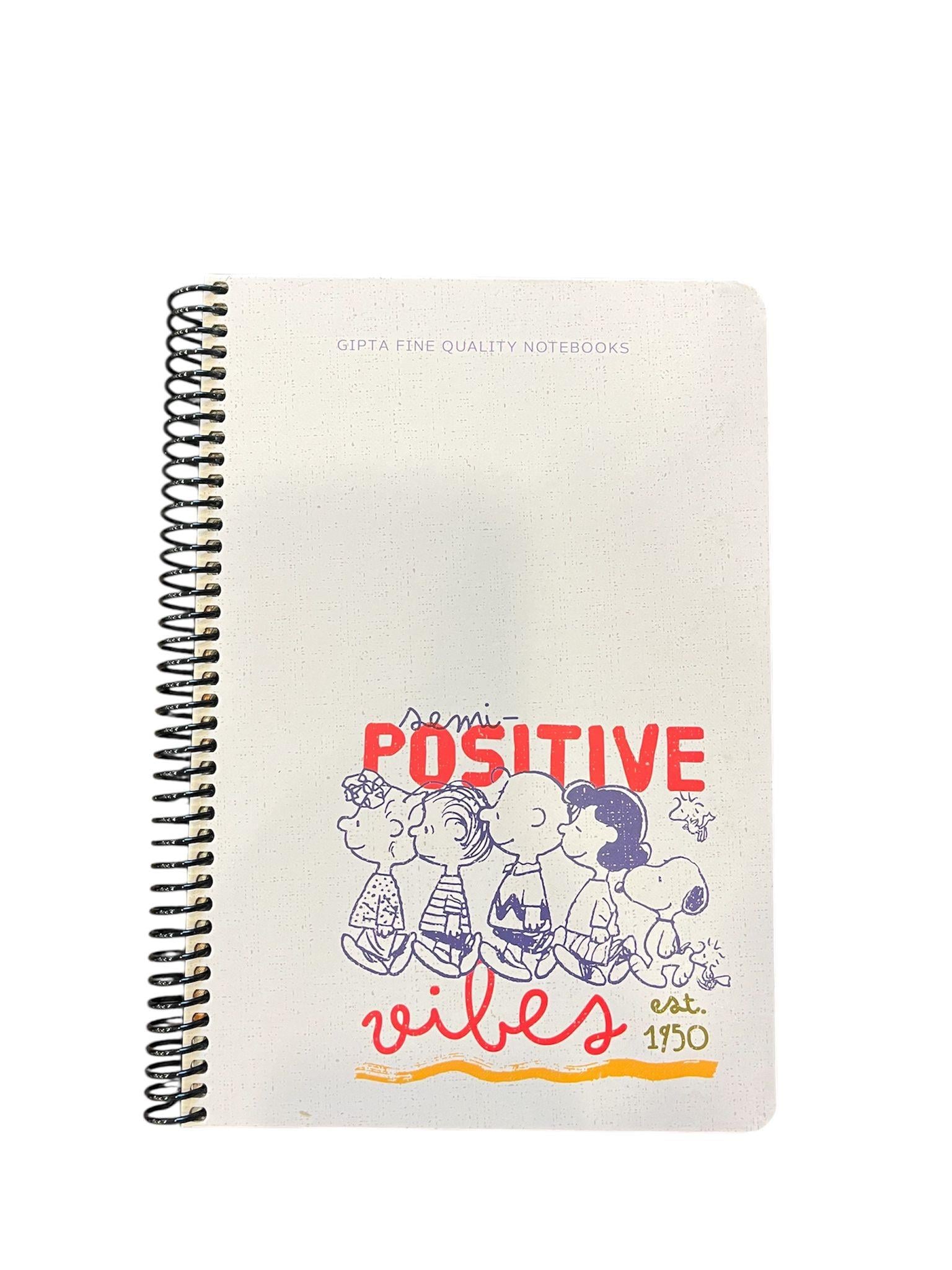 Gıpta Sert Kapaklı 17 x 24 cm 96 Sayfa Çizgili Telli Defter Snoopy Krem