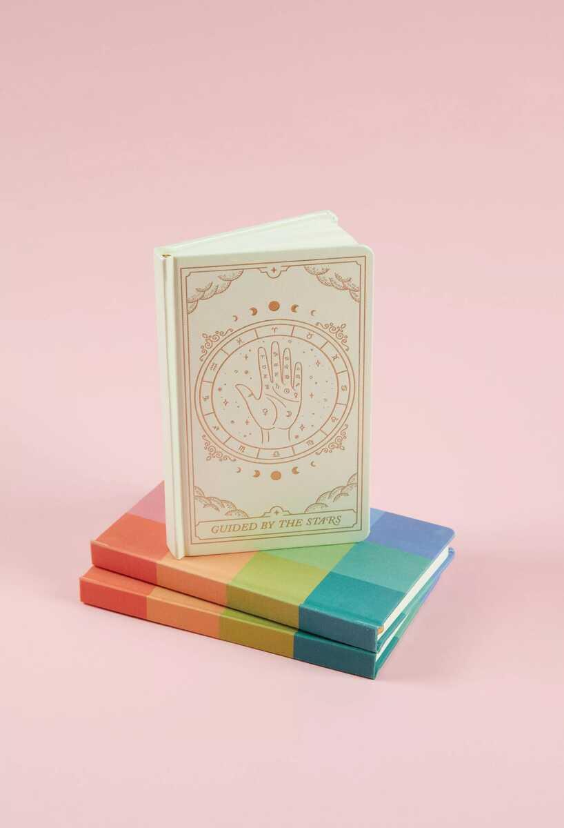 DesignWorks Ink Bookcloth Hardcover Journal Off White - Zodiac, Guided By The Stars Defter