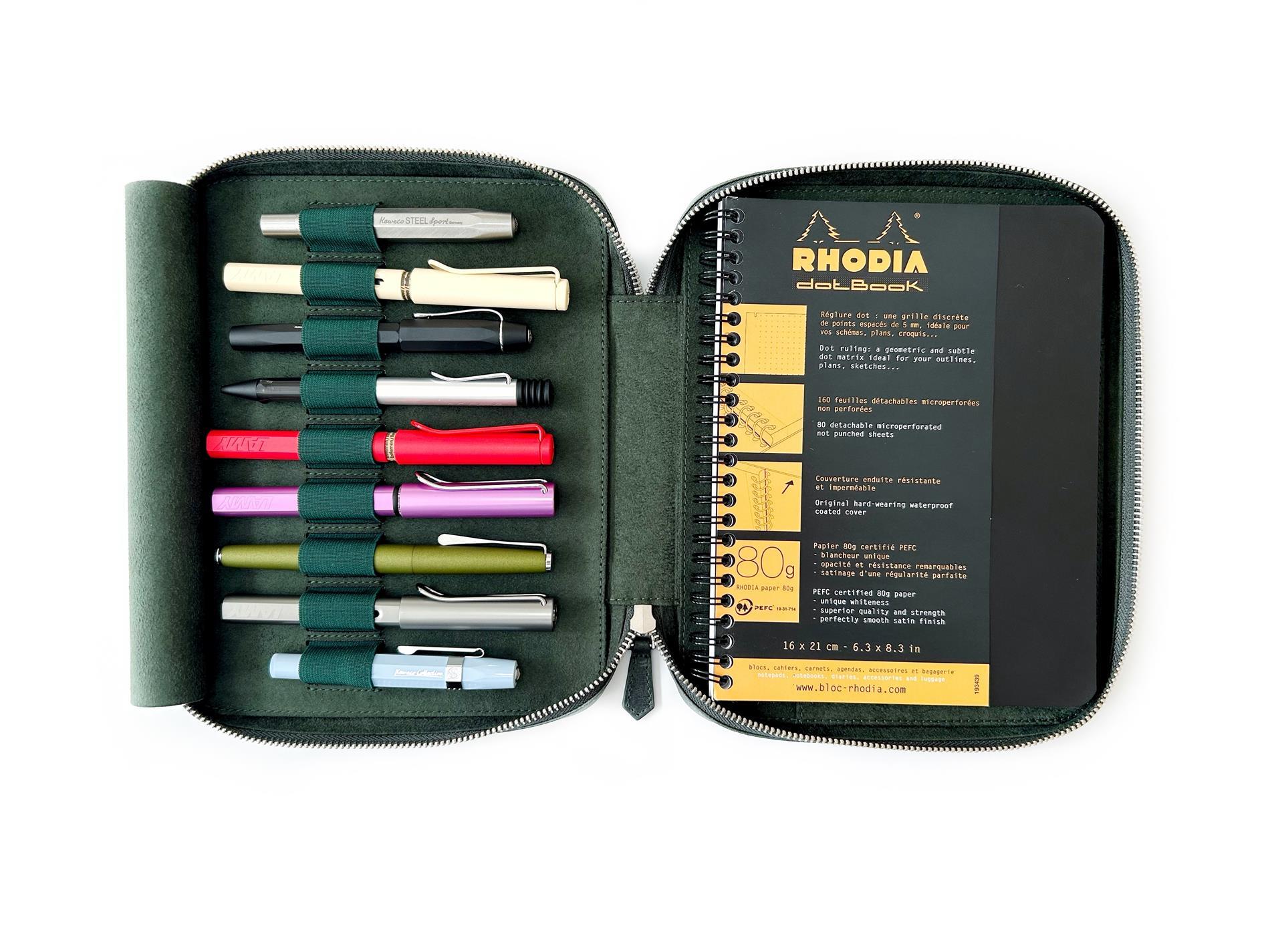 Eng Leather Patina Copper Green 9'lu Kalem Kılıfı ve A5 Notluk