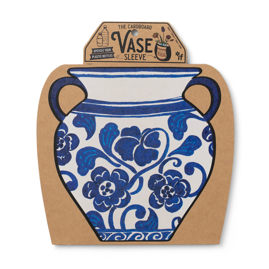 IF Karton Vazo Kılıfı Blue White Floral 47701
