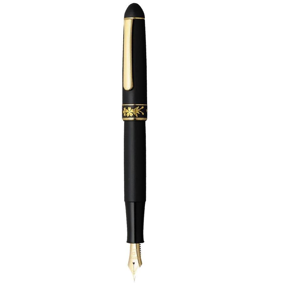 Platinum Dolma Kalem 3776 Century Black Black Sakura Cherry Blossom 18K Altın Uç F 