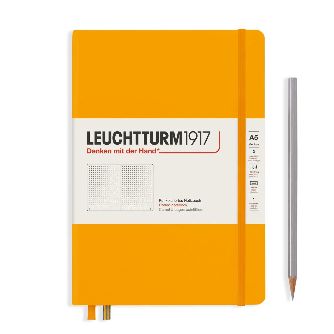 Leuchttrum 1917 Medium(A5) Sert Kapak, 251 Numaralandırılmış Noktalı Sayfa Defter Rising Sun 363387