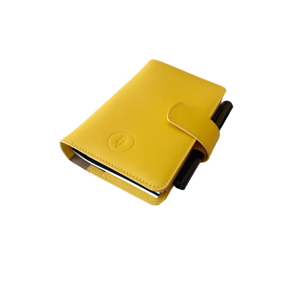 Eng Leather Saffiano Deri Koleksiyonu  A5 Defter & Kalem Çantası  Bright Yellow