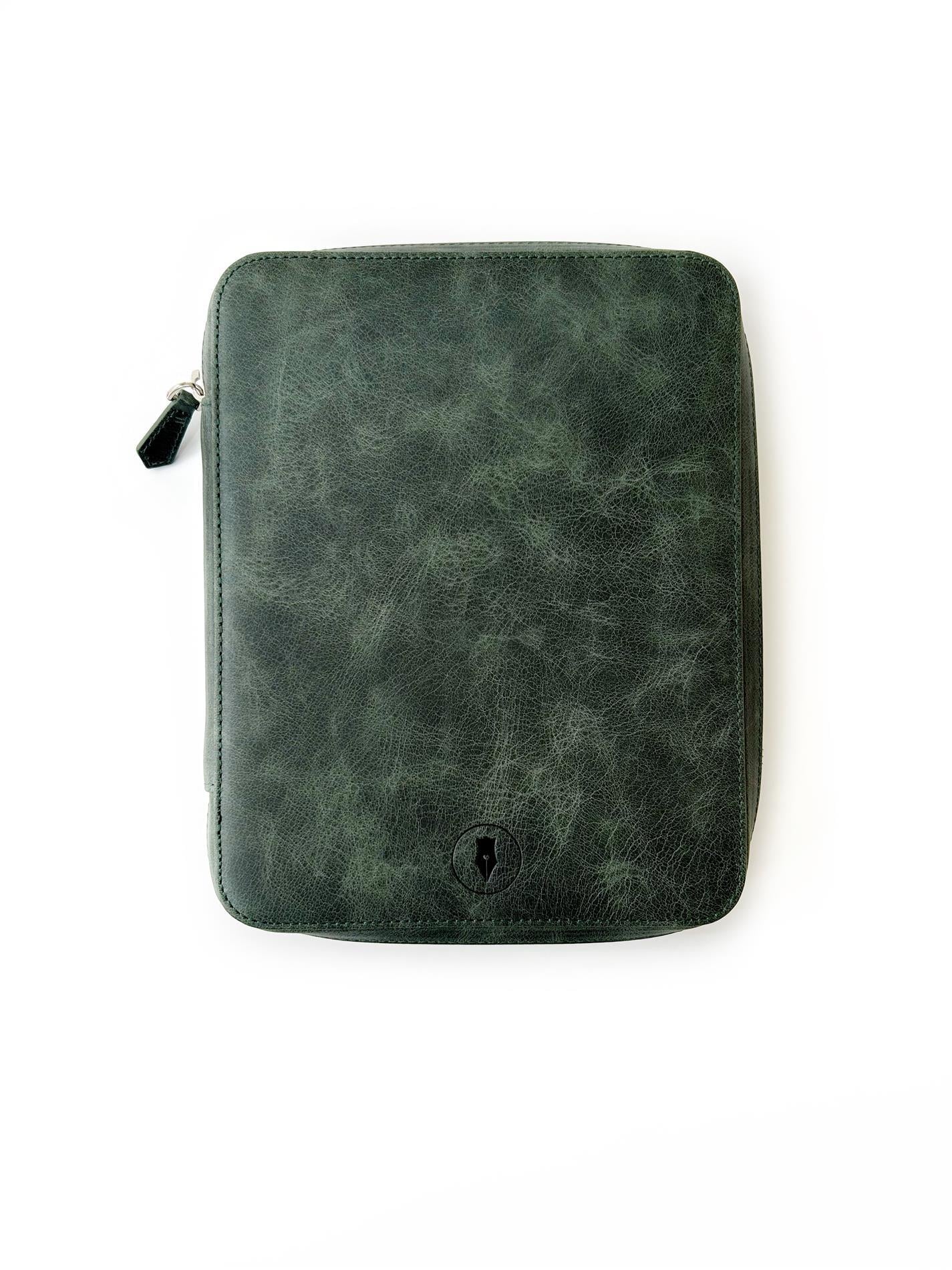 Eng Leather Patina Copper Green 9'lu Kalem Kılıfı ve A5 Notluk