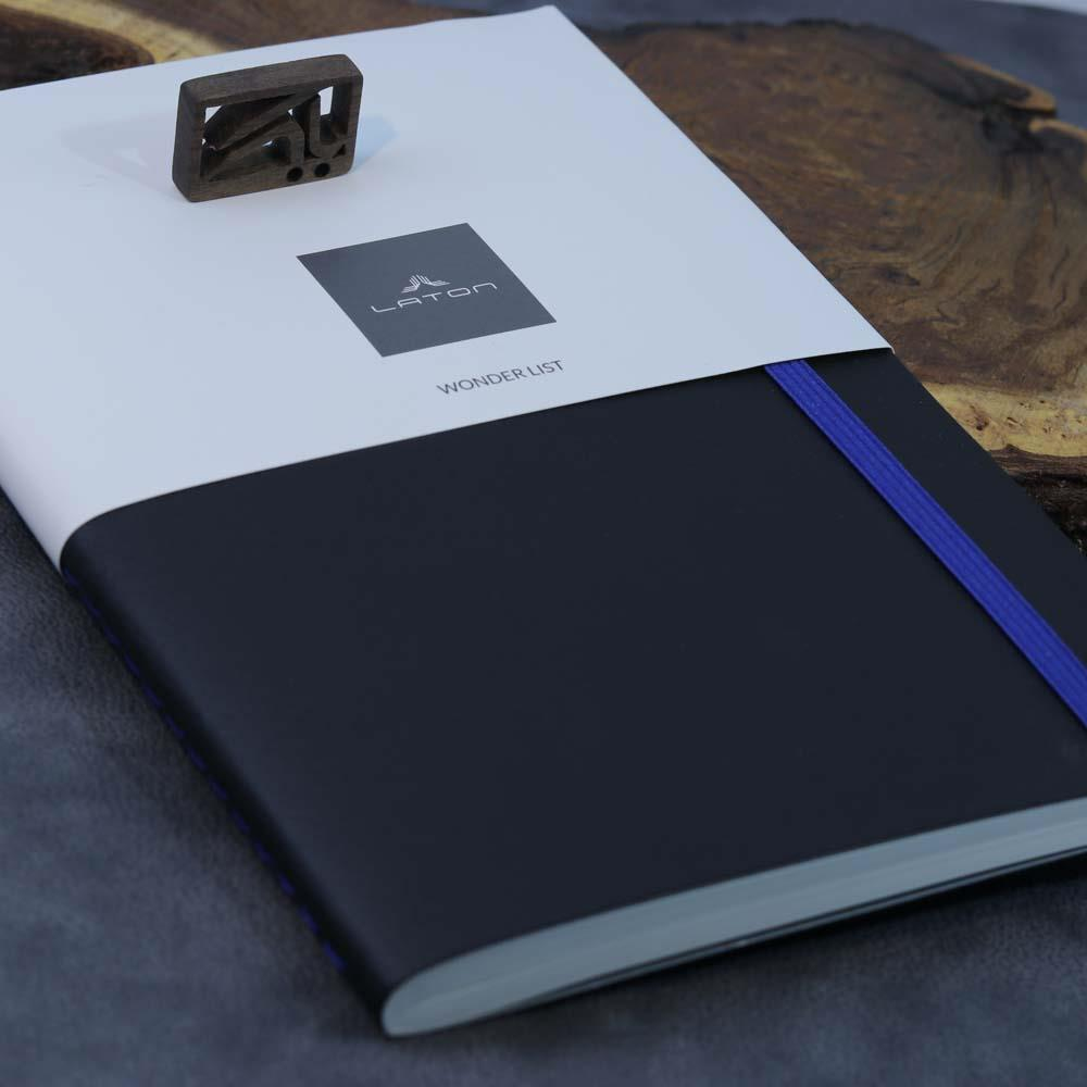 Laton Tıla A5 Keten Kumaş Sert Kapaklı Defter  Black & White