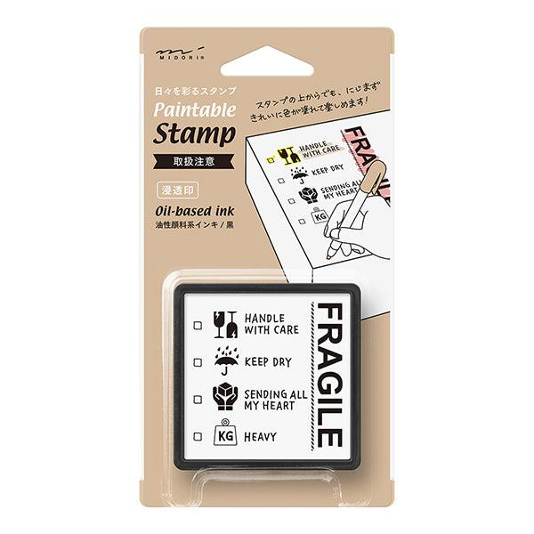 Midori Paintable Penetration Stamp Damga - Large Size - Handle with Care 35402006