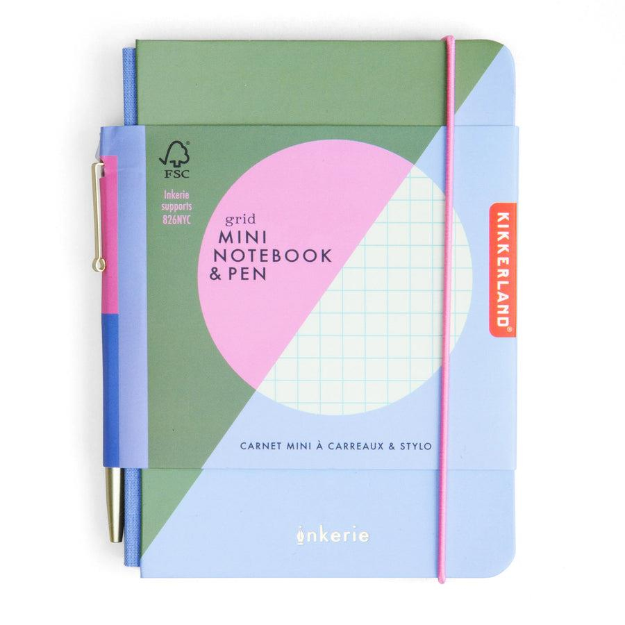 Kikkerland İnkerie Kareli Mini Defter ve Kalem Seti