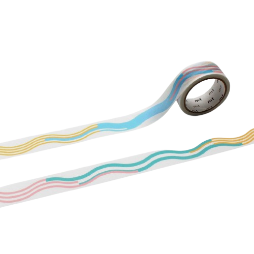 MT Pastel Dalga Desenli Washi Bant 15 mm × 5 m