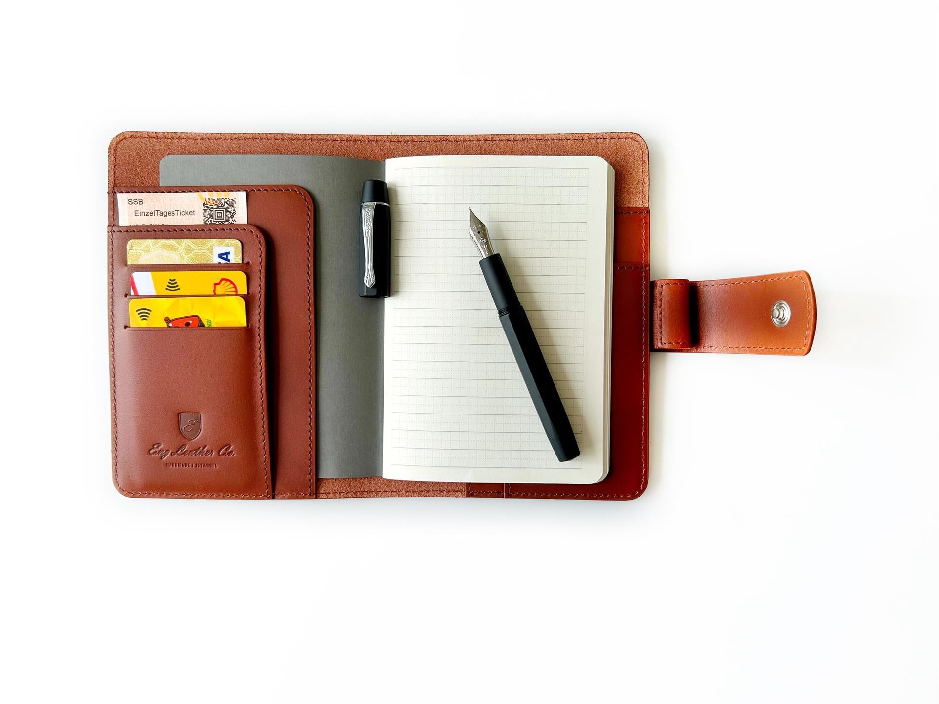 Eng Leather English Tan A6 Ebatlı Deri Defter Kılıfı ve Organizer