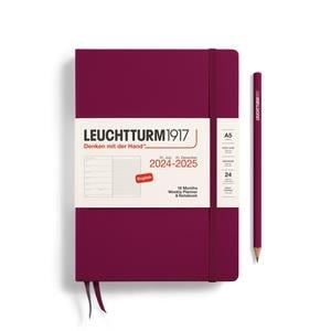 Leuchtturm1917 Weekly Planner & Notebook 18 Months 2024 - 2025 Medium Port Red 370714