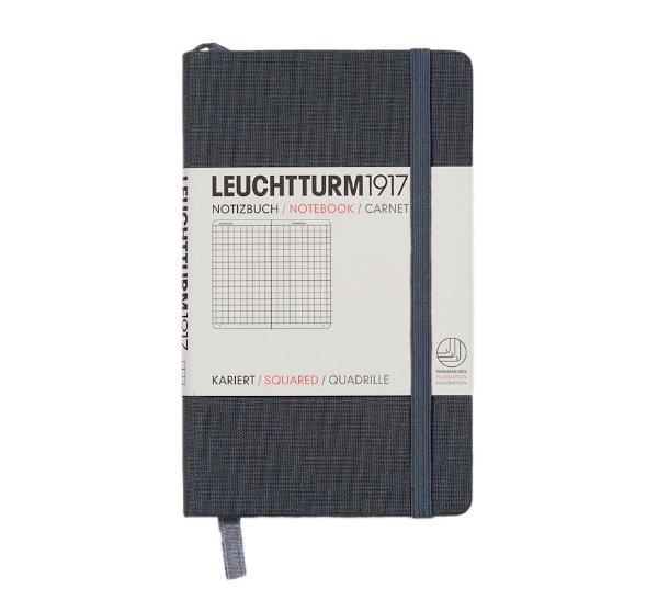 Leuchtturm1917 Limited Edition Kumaş Kapak Siyah Bantlı A6 Kareli Defter Anthracite 338296