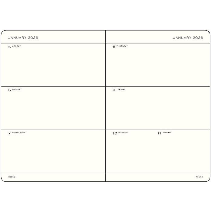 Leuchtturm1917 Orta Boy (A5) 18 Aylık Haftalık Ajanda 2026 Sert Kapak, İngilizce, Tozlu Gül 372809
