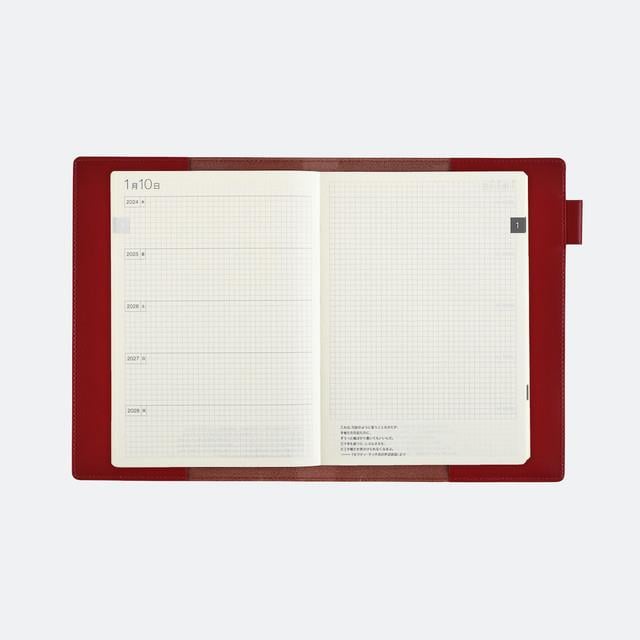 Hobonichi 5-Year Book Cover - A5 Cousin, Deri Defter Kılıfı,  Leather Red