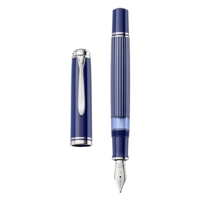 Pelikan Souveran M815  Metal Striped Blue Special Edition Dolma Kalem EF
