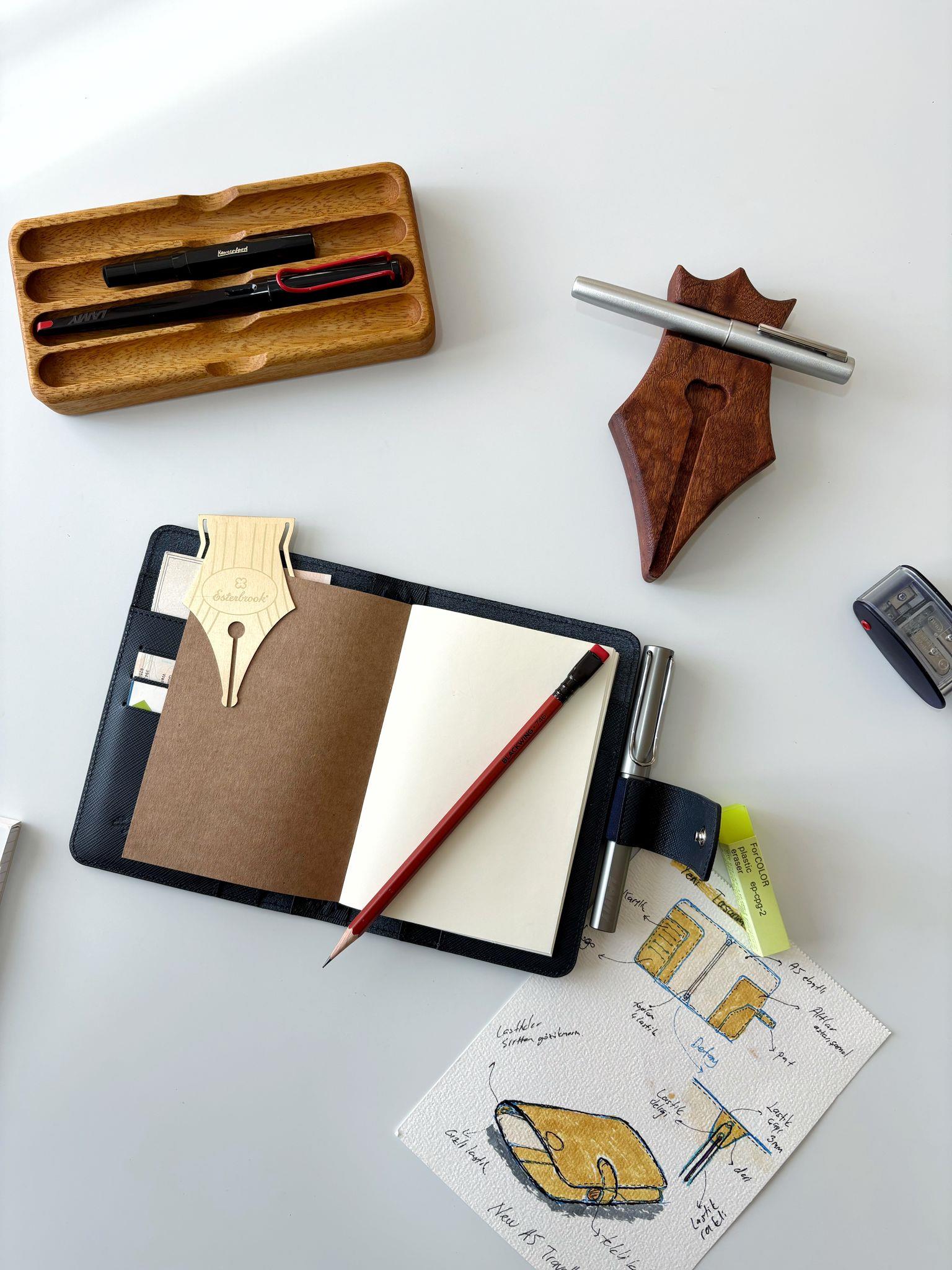 Eng Leather Saffiano Deri Koleksiyonu  A5 Defter & Kalem Çantası Deep Teal