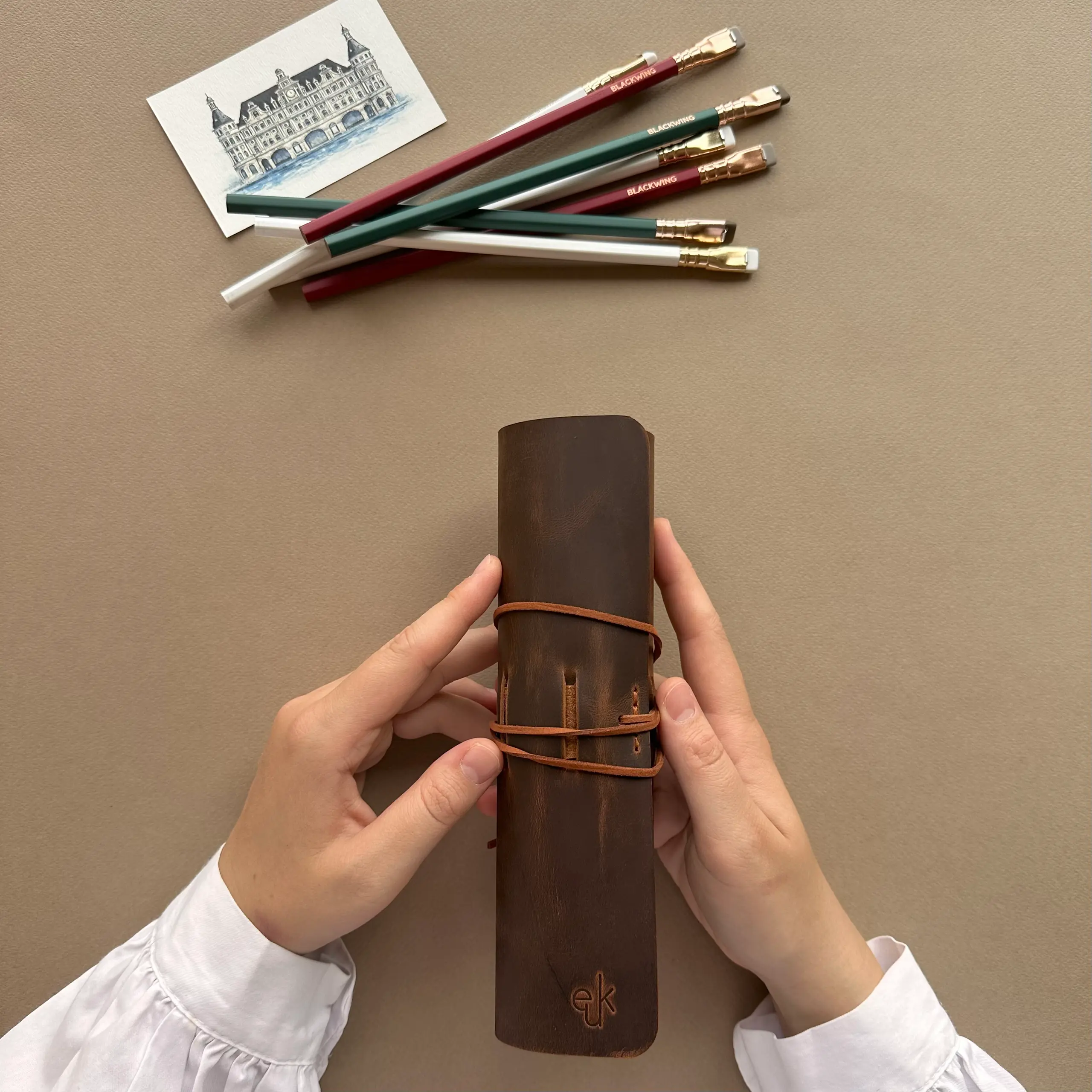 Euk Design Deri Slim Rulo Kalemlik