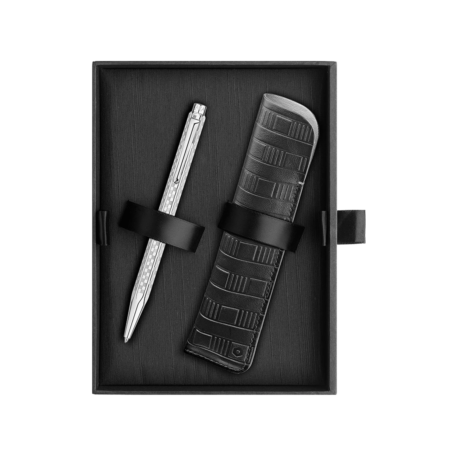 CARAN d'ACHE Ecridor Set Tükenmez Kalem/Kılıf Damier Platinum 8902-566