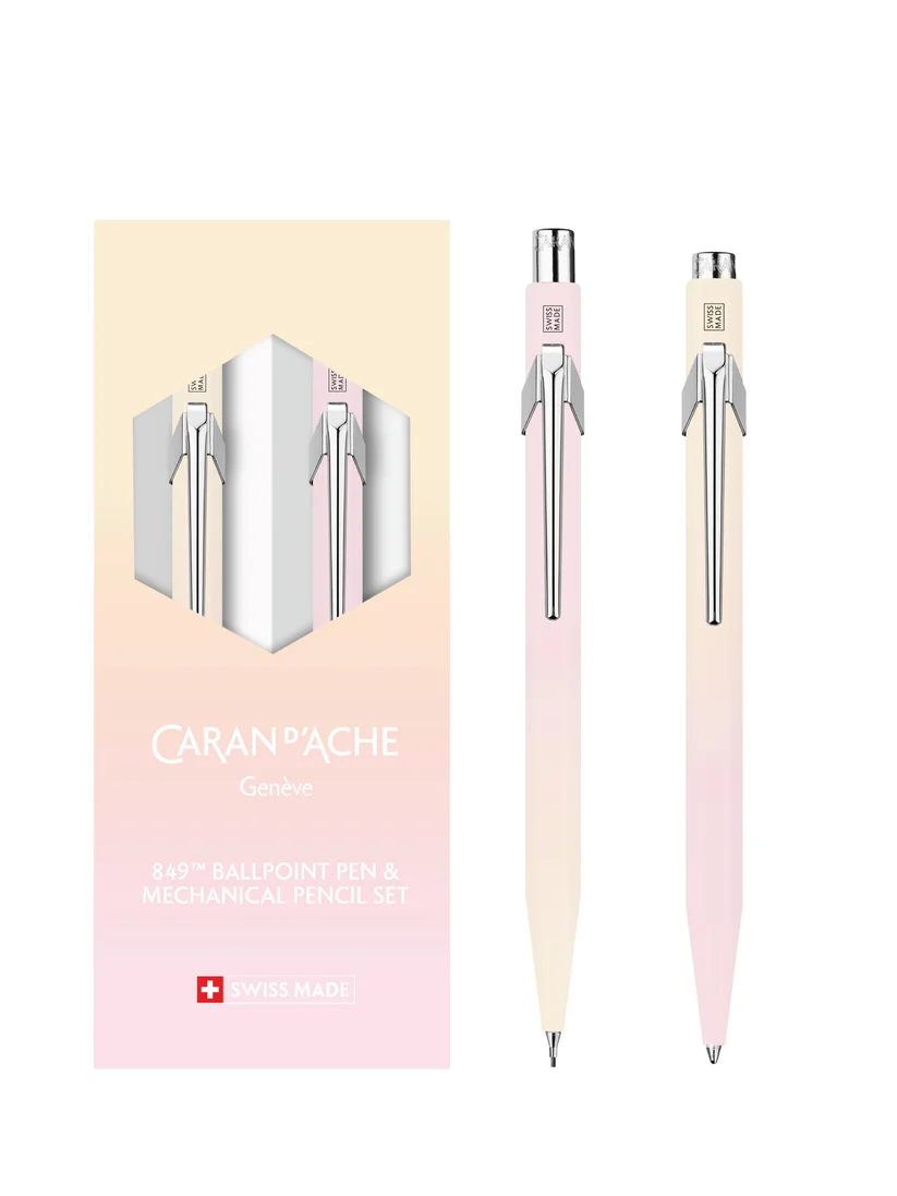 Caran d'Ache 849™ Horizon Pastel Pembe & Pastel Sarı Tükenmez Kalem & Mekanik Kalem Seti (0,5 Mm) 8490-708