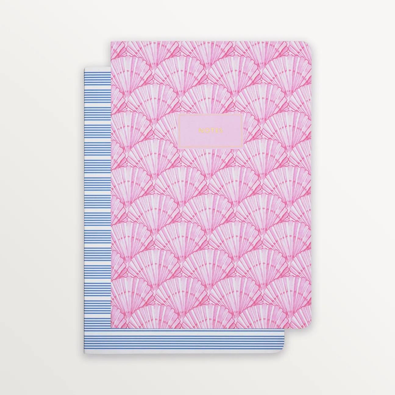 EPISODE TO THE SHORE SHELLS & STRIPES SET OF 2 B5 NOTEBOOKS