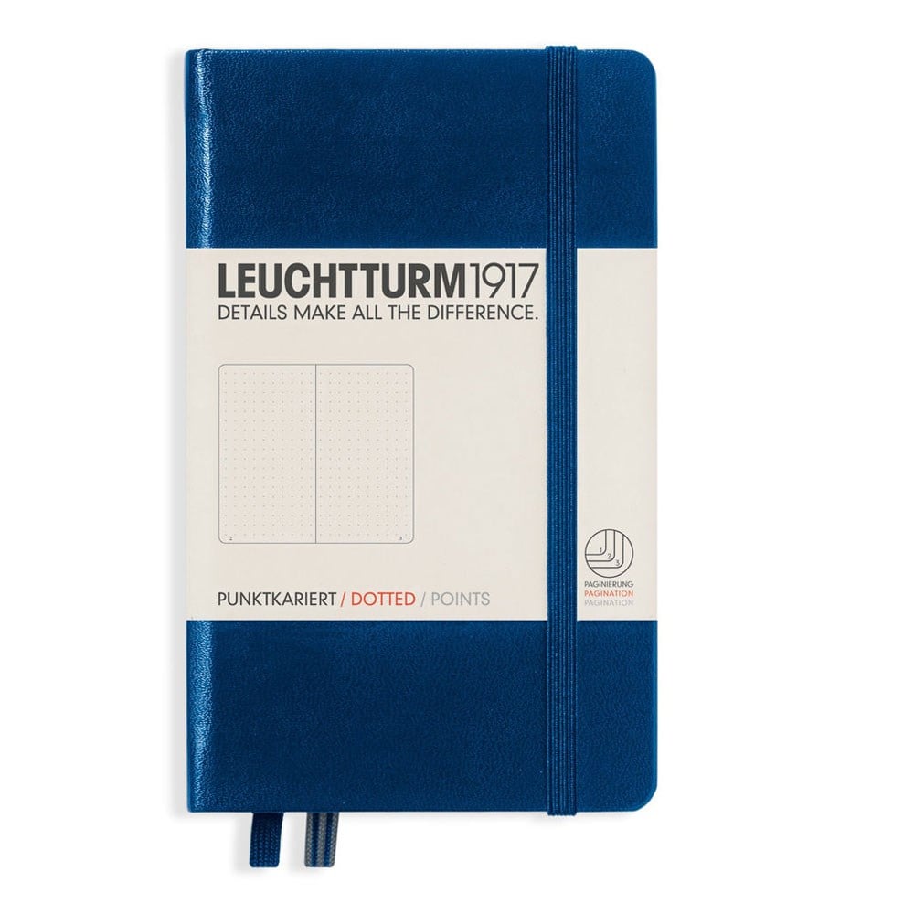 Leuchtturm1917 Not Defteri Cep Boy (A6), Sert Kapak, 187 Numaralandırılmış Sayfa, Noktalı, Navy 342921