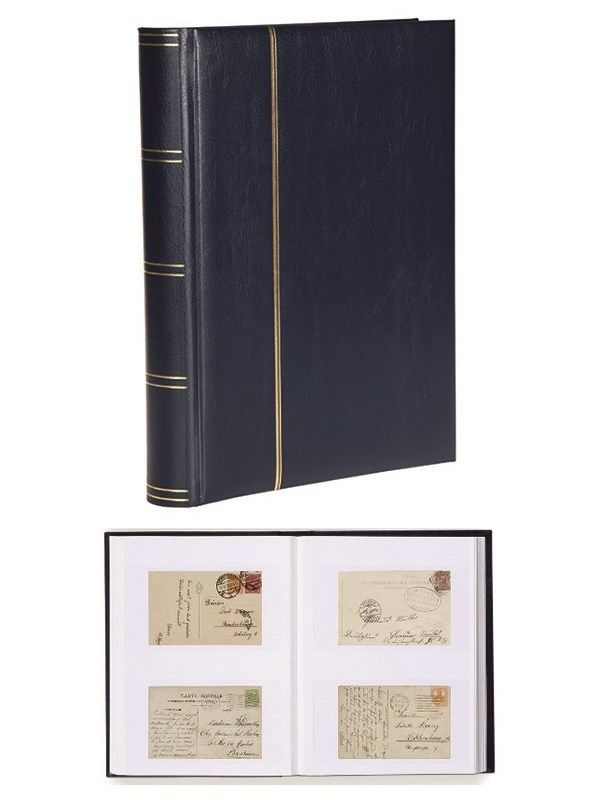 Leuchtturm Zarf Koleksiyonu İçin A4+ Boyut, 32 Yaprak, 64 Sayfa, 128 Adet Bölme (Beyaz Zemin) - Lacivert PH-273037