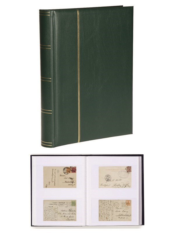 Leuchtturm Zarf Koleksiyonu İçin A4+ Boyut, 32 Yaprak, 64 Sayfa, 128 Adet Bölme (Beyaz Zemin) - Yeşil PH-273036