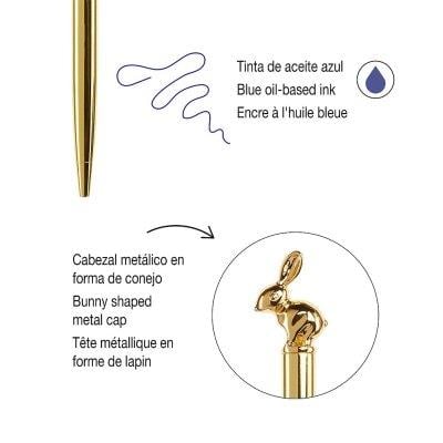 Miquelrius Tavşanlı Metal Özel Kutusunda Mavi Mürekkepli Tükenmez Kalem  0.5 mm