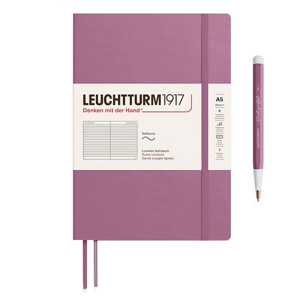 Leuchtturm1917 2025 Colors Orta Boy (A5), Yumuşak Kapak, 123 Sayfa, Çizgili Defter Dusty Rose 372202