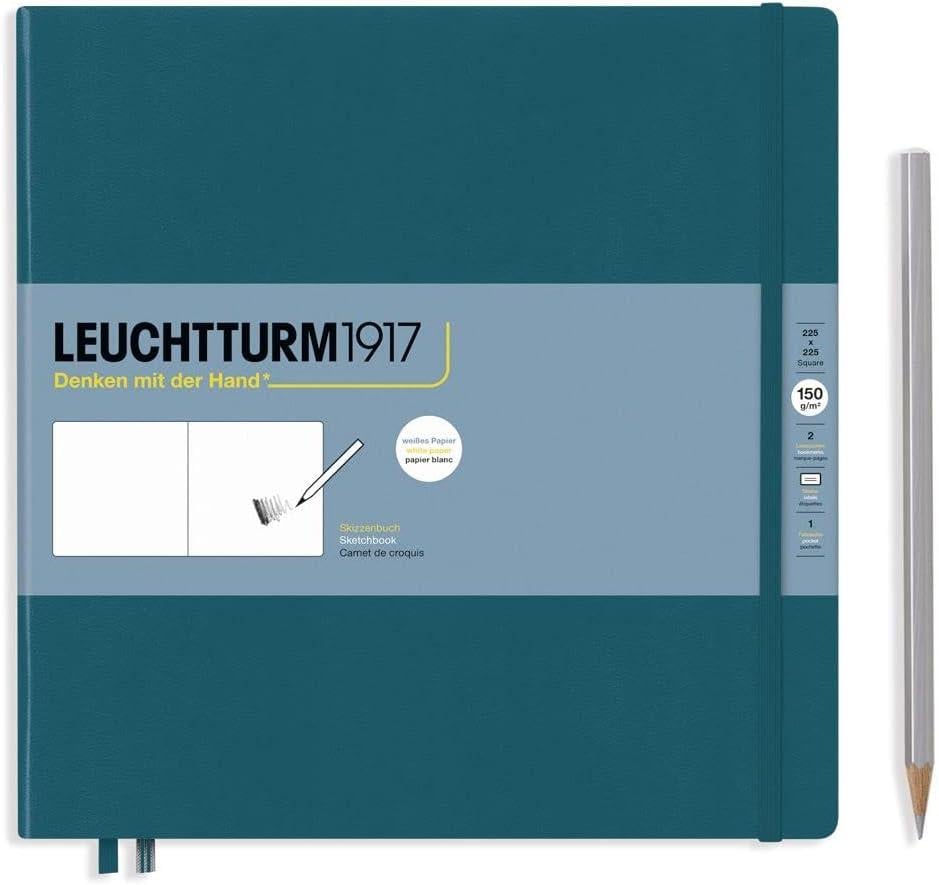 Leuchttrumm 1917 Sketchbook Square Sert Kapak 150 gr Eskiz Defteri Pacific Green 366151