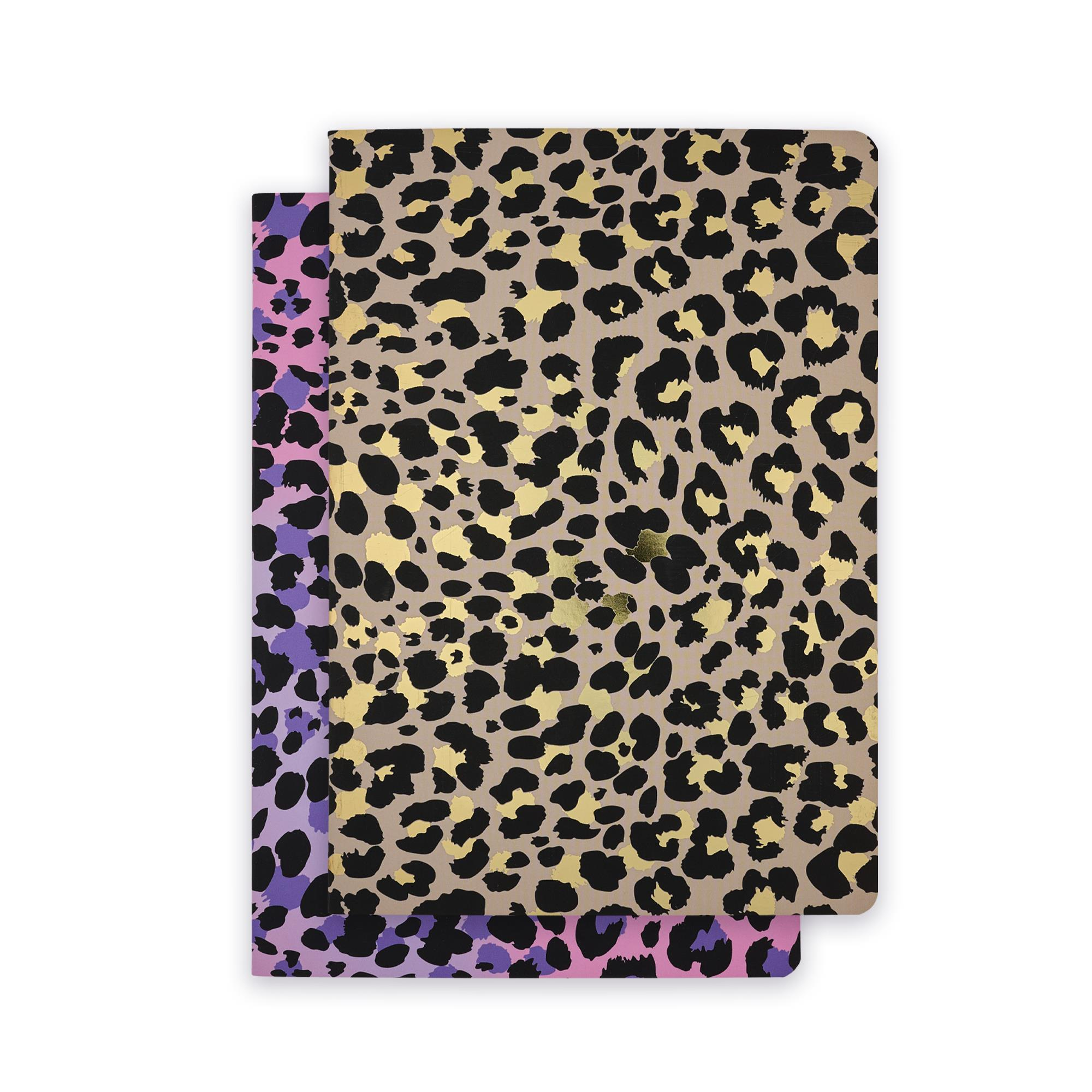 EPISODE LEOPARD CLASSIC GOLD & PINK MAUVE SET OF 2 B5 NOTEBOOKS