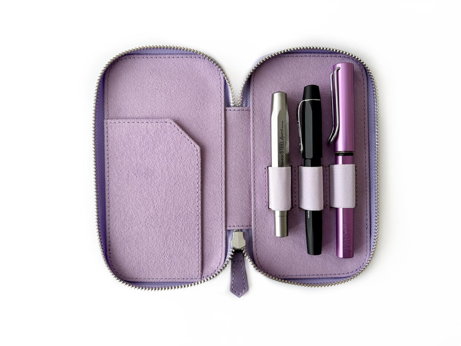 Eng Leather Light Lavender 3'lü Deri Kalem Kılıfı