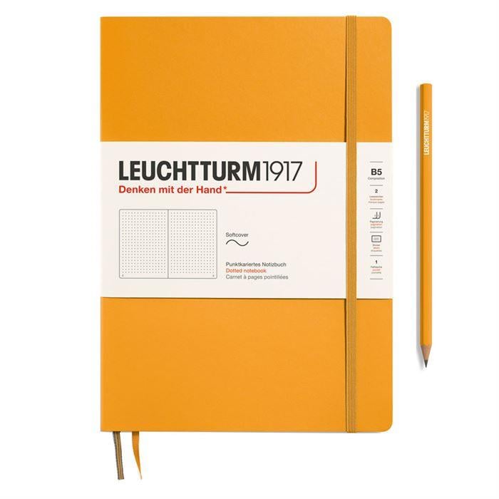 Leuchtturm1917 Composition Notebook, B5, Yumuşak Kapak, 123 Sayfa Not Defteri, Noktalı, Rising Sun 365634