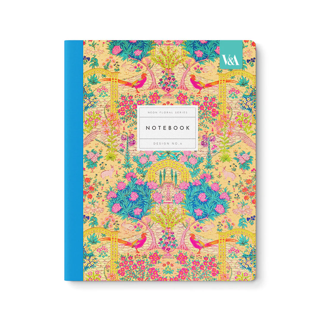 Ohh Deer V&A Tasarımı 8X10 64 Sayfa İnce Kapak Çizgili Defter Neon Floral Ornate Garden Exercise Book 12556