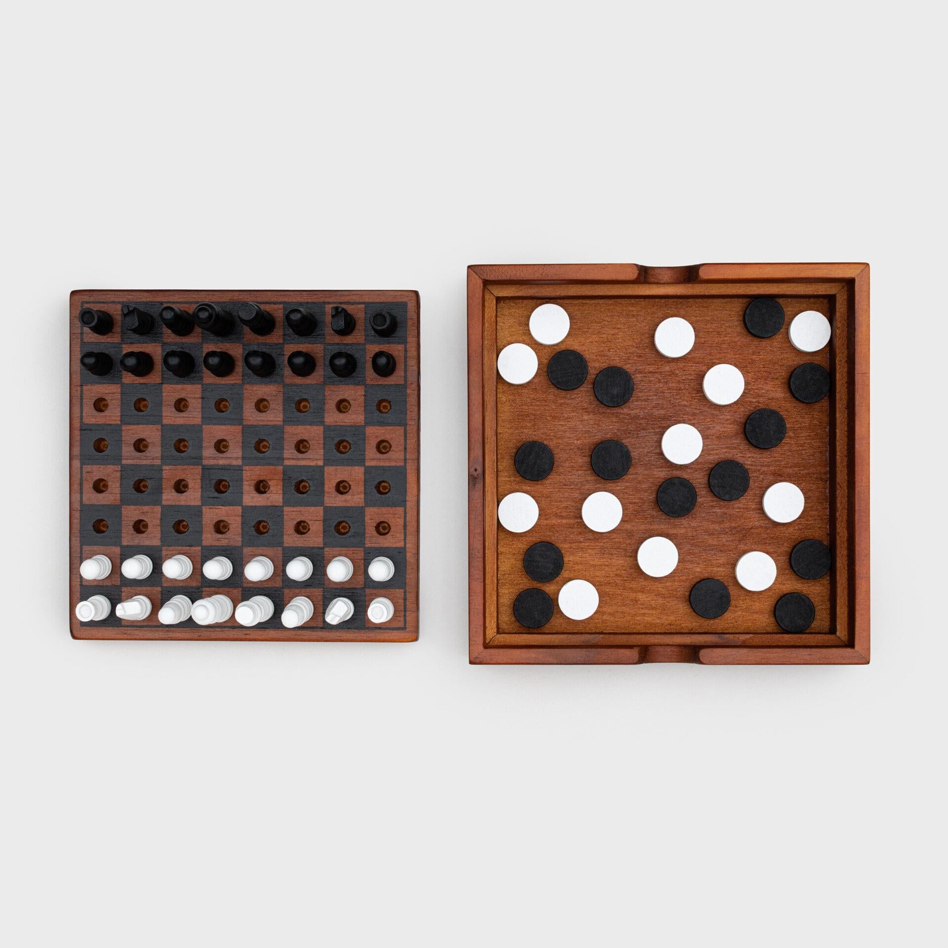 Suck Uk Iron & Glory Collection-CheckMate Ahşap Satranç & Dama Seti 