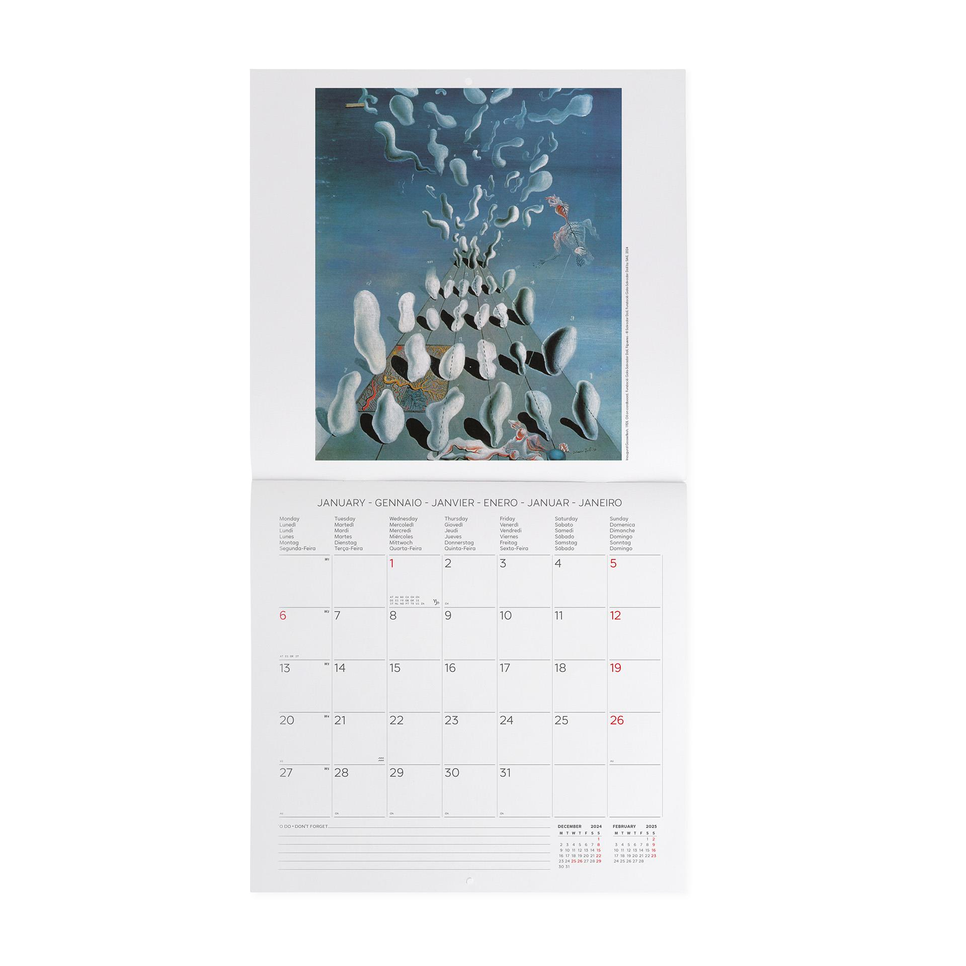 Legami 2025 Salvador Dali Wall Calendar 30 x 29 cm Duvar Takvimi