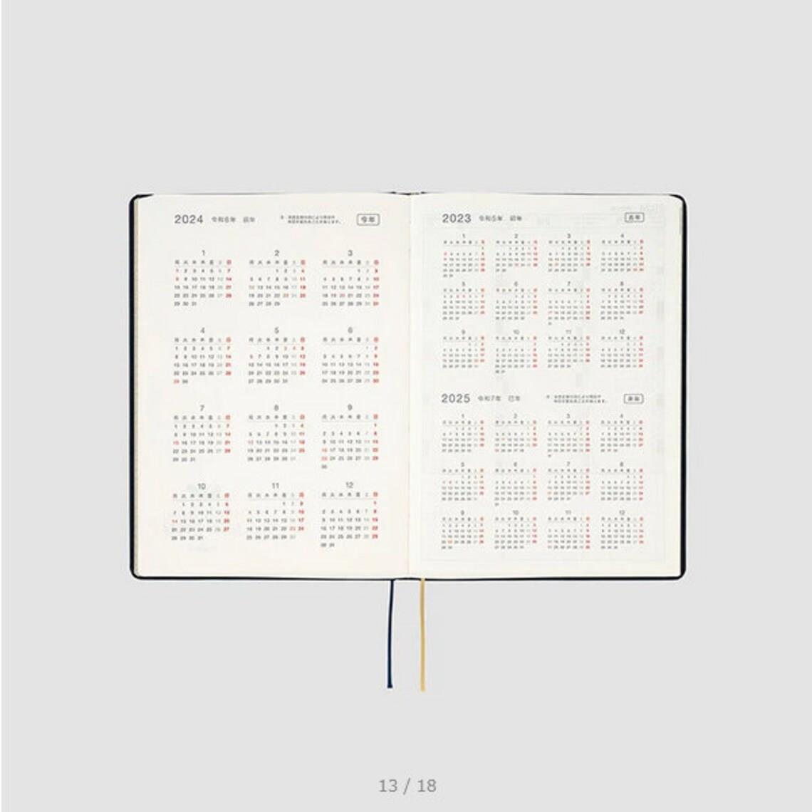 Hobonichi Techo 2024 Slash (Black) HON / A5 Size / Daily / Jan start / Mon start - Japanese Edition